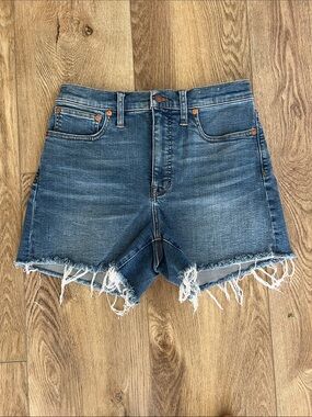 Madewell Raw-Hem High-Rise Denim Shorts - Blue